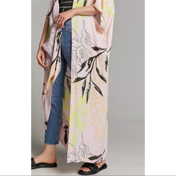Anthropologie x Bel Kazan Open-Front Short Sleeve Duster Kimono NWT One Size - Picture 3 of 15